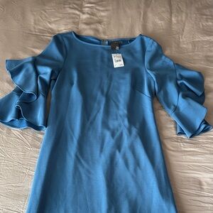 Taylor Blue Long Sleeve Dress with Ruffles